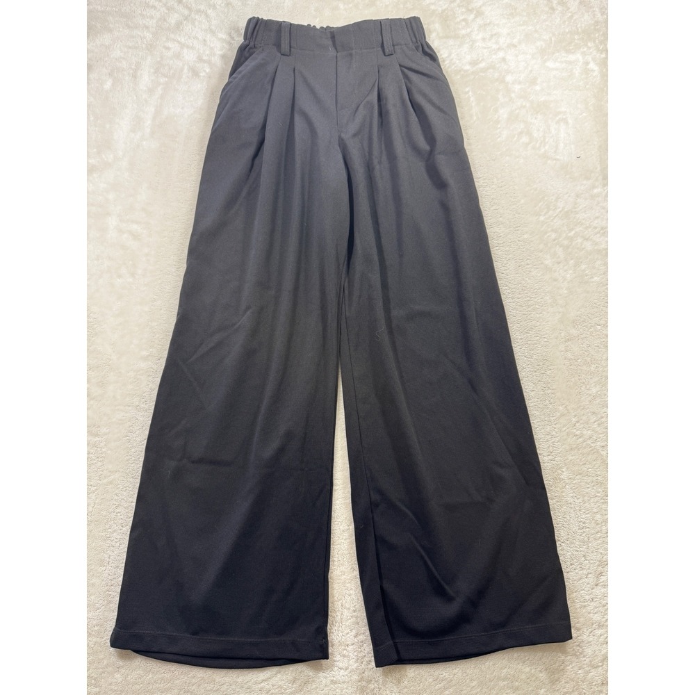 Halara Womens Wide Leg Pleated High Rise Black Pants S Regular Meas: 24x28